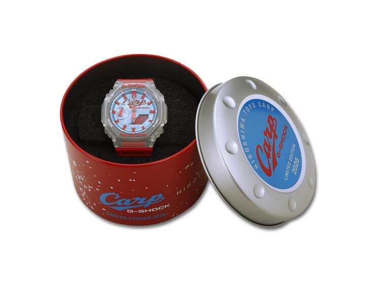A 2026 Casio G-Shock x Hiroshima Toyo Carp GA-2100X. (Kép forrása: Hiroshima Toyo Carp bolt)