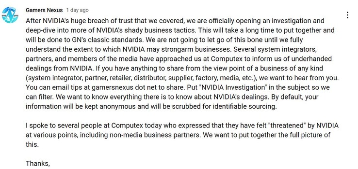 A Gamers Nexus vizsgálatot indít az Nvidia ellen. (Kép forrása: Gamers Nexus a YouTube-on)