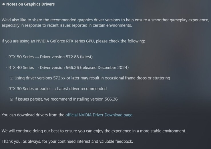 inZoi GPU vezérlő ajánlások (Kép forrása: Steam)