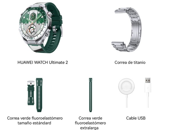 A Huawei Watch Ultimate 2 Green két további pántot tartalmaz.