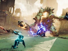 Egy kép, amely az Atlas Fallen: Reign of Sand című játékban zajló csatát ábrázolja.