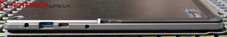 Right: Headphone/microphone jack, USB 3.0 USB 3.1 Type-C, power-in