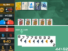 A Balatro képernyőkép (fent), míg a NumWorks számológépre programozott 