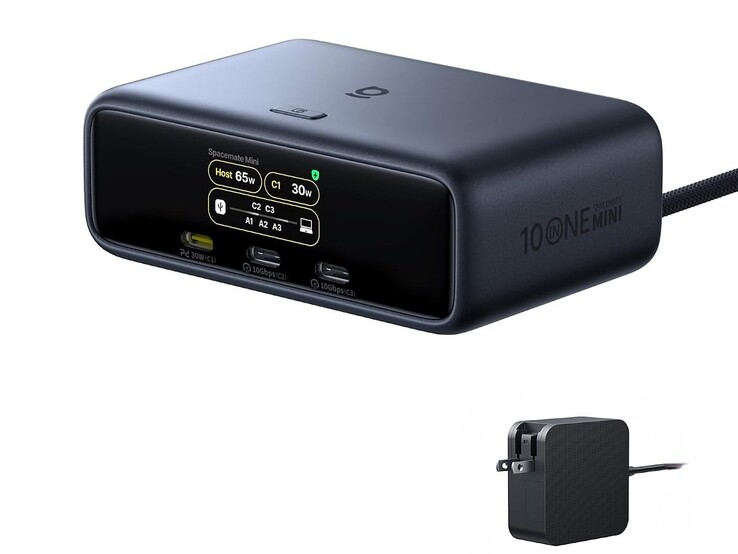 A dokkolóhoz egy 120W-os GaN töltő is jár