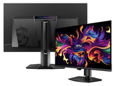 Az MSI MPG 322UR X24 monitor hátulnézetből és előlnézetből. 