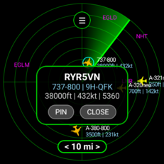 Repülőgép-megjelölő eszköz a Flight Scanner alkalmazásban