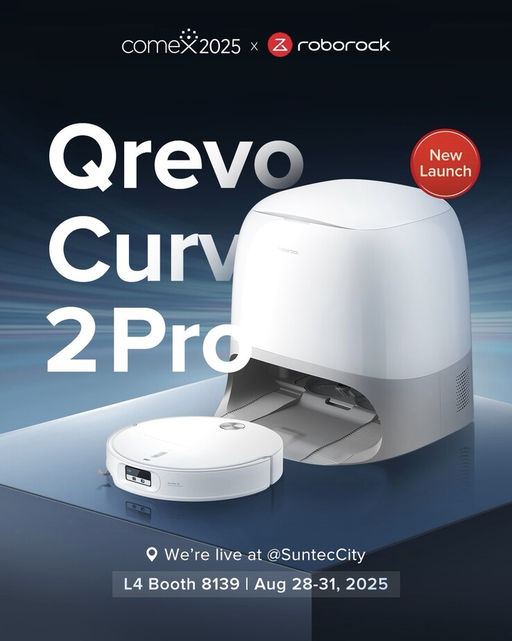 A Roborock Qrevo Curv 2 Pro robotporszívó. (Kép forrása: Roborock a Facebookon keresztül)