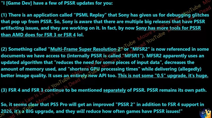 A Sony állítólag jövőre készíti elő a PSSR2-t a PS5 Pro számára. (Kép forrása: Moore's Law Is Dead)