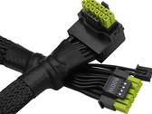 Az ASRock L alakú 12V-2x6-os kábele zöld csapokkal. (Kép forrása: ASRock)