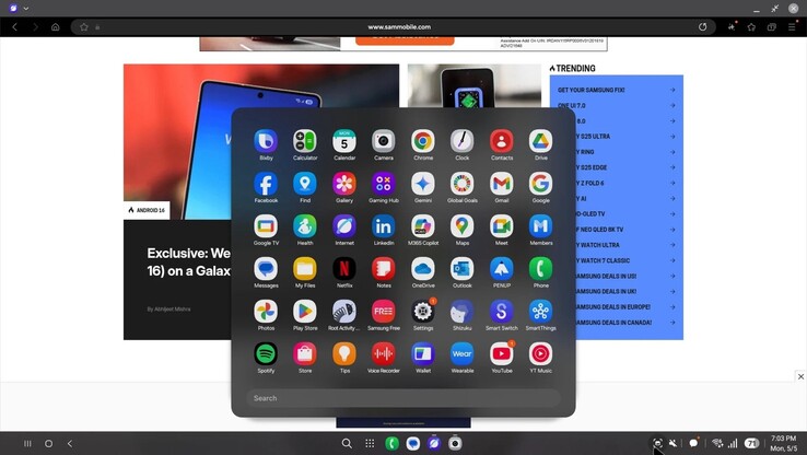 Samsung DeX a One UI 8-ban. (Kép forrása: SamMobile)