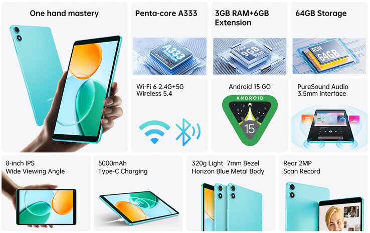 A P85 tablet főbb jellemzői (Kép forrása: Teclast)