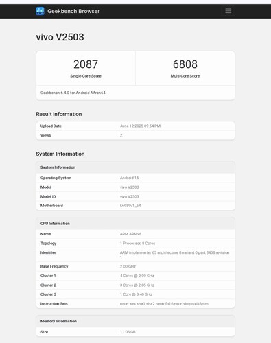 Vivo X200 FE Geekbench listázás (kép forrása: Abhishek Yadav az X-en)