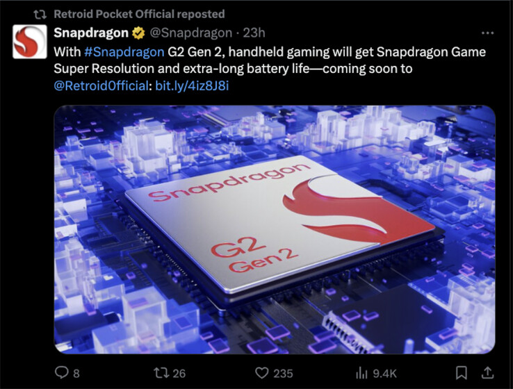 A Qualcomm márciusban ugratta a Retroidot a Snapdragon G2 Gen 2 használatával. (Kép forrása: Qualcomm &amp; X)