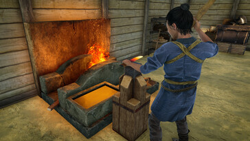 Egy kovácsot ábrázoló kép a Sengoku Dynasty játékból.