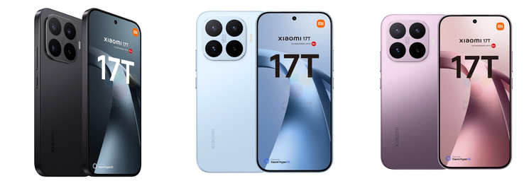 A Xiaomi 17T nagy felbontású renderelései.