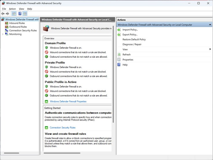Windows Defender tűzfal fejlett biztonsággal