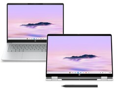 A HP Chromebook Plus 14 és a HP Chromebook Plus x360 14 Glacier Silver színben. (Kép forrása: HP)