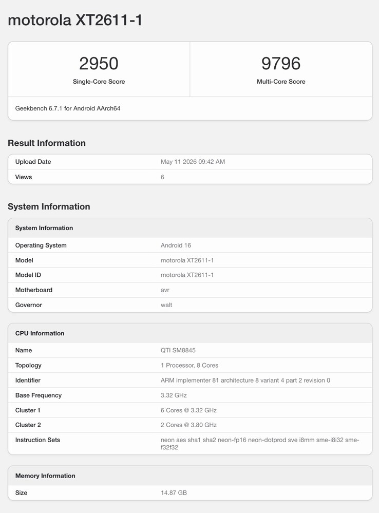 A Lenovo Legion Y70 Geekbench listája.