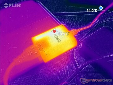 Az ultrakönnyű hálózati adapter 52 C fölé ér, ha igényes terhelést használunk