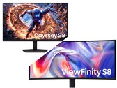 Samsung Odyssey G8 (fent) és ViewFinity S8 (lent).