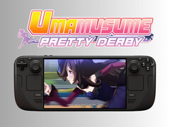 Umamusume: Pretty Derby fut a Steam Deck OLED-en a logóval (Kép forrása: Cygames, Steam, szerkesztve)