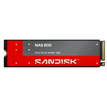 Sandisk NAS 800 M.2 NVMe SSD piros és szürke címkével