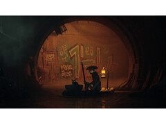 Egy screenshot a Stray játékból, amely a részletes cyberpunk környezetet mutatja be. (Kép forrása: Steam)