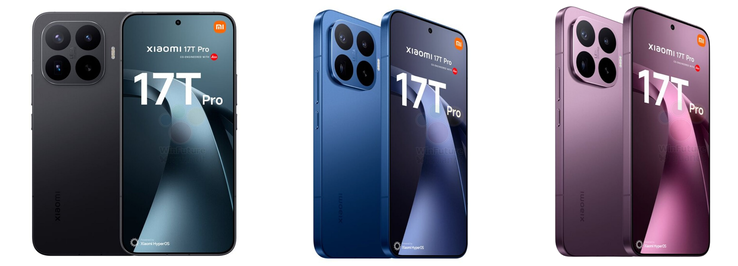 A Xiaomi 17T Pro nagy felbontású renderelései.