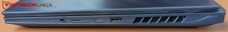 Rendben: USB-A 3.2 Gen 2, USB-C Thunderbolt 4 (PD 3.0, DP 1.4, USB 4), micro SD kártyaolvasó, fejhallgató csatlakozója