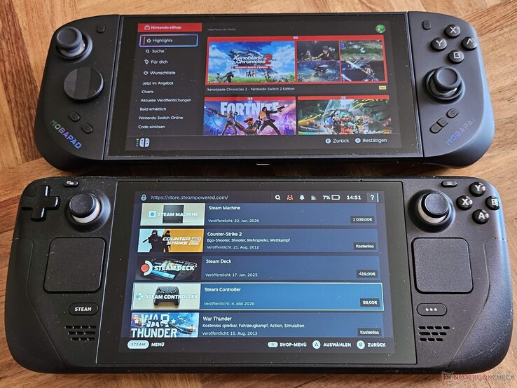 Az M12S vezérlőkkel a Switch 2 mérete szinte megegyezik a Steam Deck méretével.