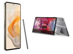 A Moto G Stylus (2024) beépített tollal rendelkezik, míg a Lenovo Tab Plus külön megvásárolható tollal. (Kép forrása: Motorola &amp;amp; Lenovo)