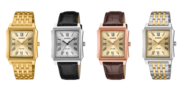 Balról jobbra: Casio MTP-B190G-9BV, MTP-B190L-7BV, MTP-B190RGL-9BV és MTP-B190SG-9BV órák