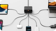 Egyszerre hét eszköz táplálható USB-C vagy USB-A csatlakozón keresztül, összesen legfeljebb 350 wattos teljesítménnyel.