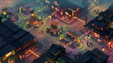Egy kép, amely a Shadow Tactics: Blades of the Shogun című játék egyik városát ábrázolja.