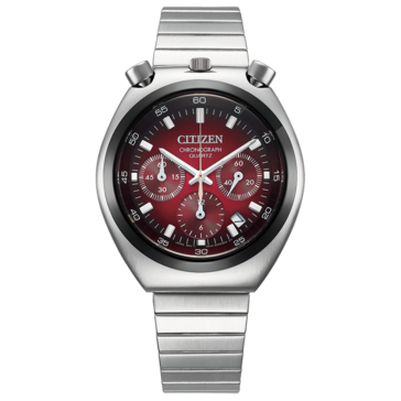 A Citizen Tsuno Chronograph AN3714-84Z elölnézete, vörös színátmenetes számlappal,