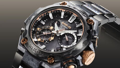 A Casio G-Shock MRG-B2000JS-1AJR (a képen) gyémántszerű szén (DLC) bevonattal ellátott szíjjal és lünettával rendelkezik. (Kép forrása: Casio)