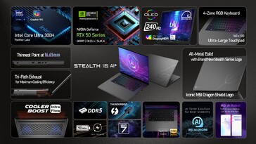 MSI Stealth 16 AI+: Jellemzők áttekintése. (Kép forrása: MSI)