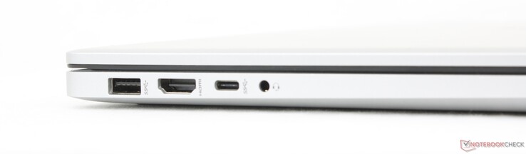 Balra: USB-A (5 Gbps), HDMI 1.4b, USB-C (10 Gbps) w/ DisplayPort 1.4 + Power Delivery 3.1, 3,5 mm-es fejhallgató