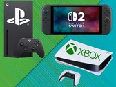 Xbox, PS5 és Switch 2 konzolok logókkal (Kép forrása: Xbox Gaming, Sony PlayStation, Nintendo of America szerkesztéssel)
