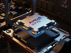 Egy AMD Epyc szerverprocesszor a foglalatában.