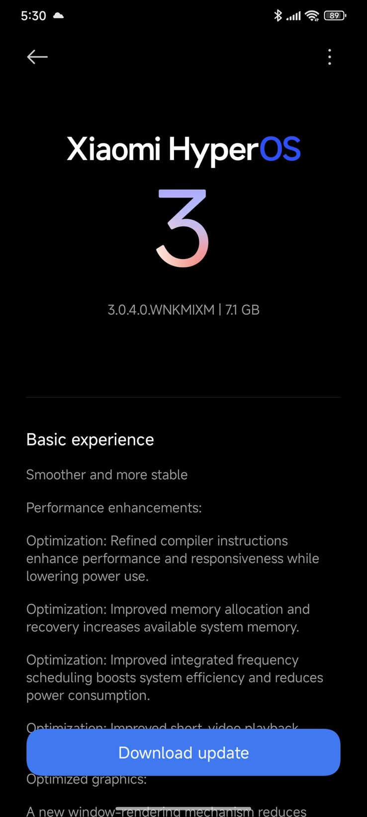 HyperOS 3 OTA a Poco F6 Pro-n (Kép forrása: u/waelabdrabbo via Reddit)
