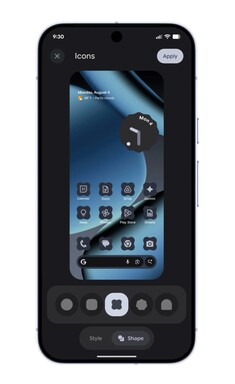 Az alkalmazás ikonok alakja megváltoztatható