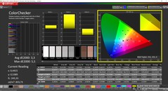 CalMAN ColorChecker (profil: Alapértelmezett, cél színtér: P3)