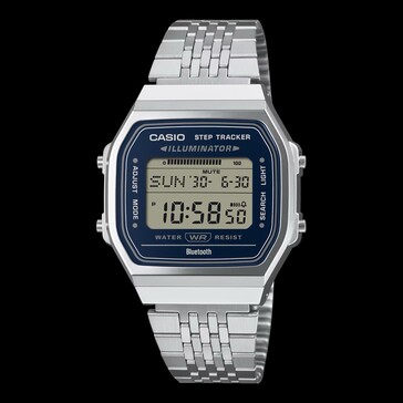 Casio ABL-100WE-2A, sötétkék számlappal és ezüstszínű tokgal.