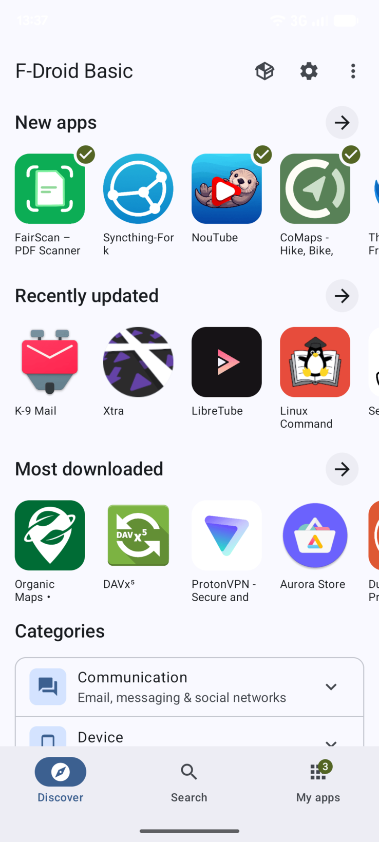 Az F-droid alkalmazás felületének újratervezése