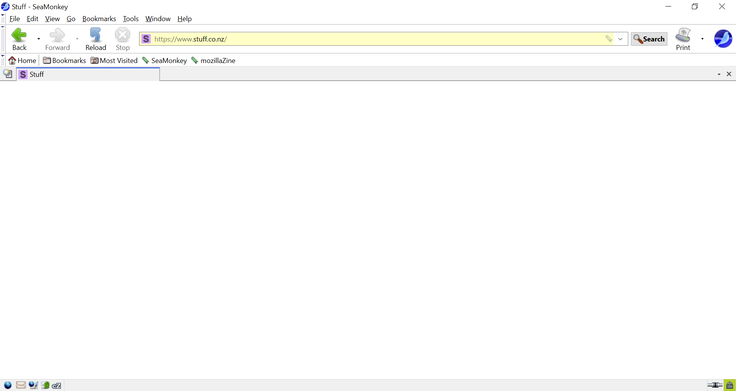 2.53.22-es verzió: A Stuff.co.nz egyáltalán nem töltődik be, nem úgy, mint a Firefox 128 alapú 2.53.21 (Kép forrása: Screenshot - Notebookcheck)