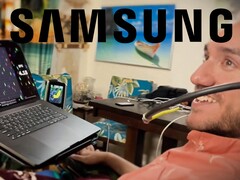 Neuralink-beteg agy-számítógép-kapcsolattal (BCI), tetején a Samsung logóval.