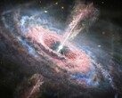Egy távoli galaxis illusztrációja egy aktív kvazárral a középpontjában. (Kép forrása: Nasa, ESA és J. Olmsted - STScI)