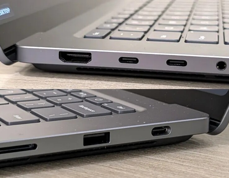 A Surface Laptop Ultra jobb oldalán található USB-C port láthatóan nagyobb, mint a bal oldali USB-C portok.