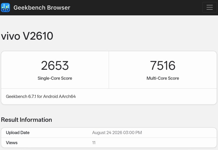 A Vivo X500 Pro Max Geekbench-listájának műszaki verziói